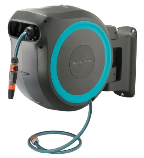 [18620-20] Dévidoir automatique mural RollUp M/L 25m - GARDENA (Bleu turquoise)